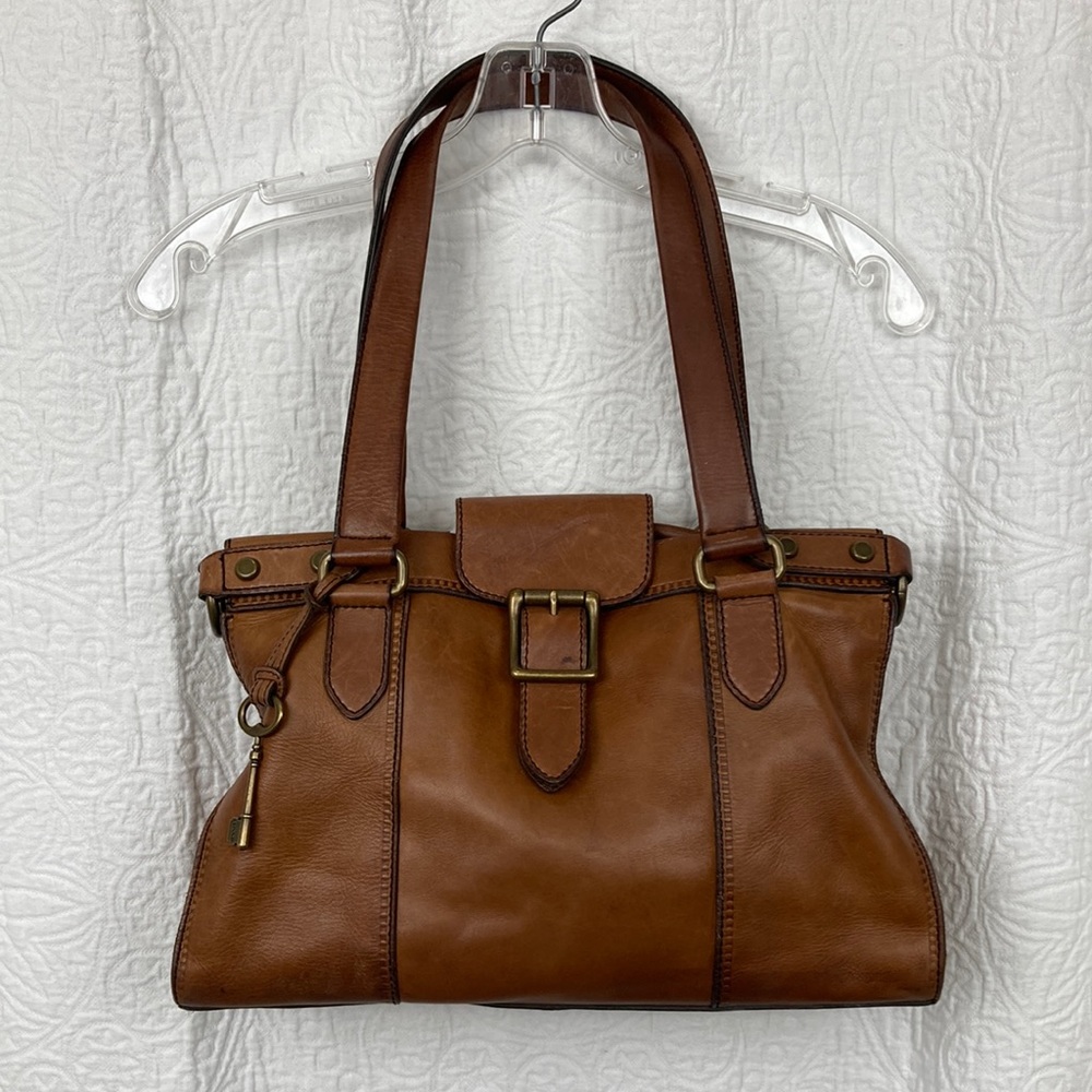 Fossil Women’s Cognac Leather VTG Satchel 14 x 10 x 5